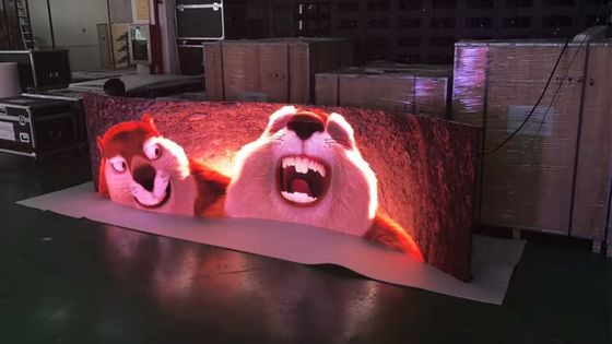 140o 시야 각도와 실내 풀 컬러 3.9 임대 구부러진 LED 디스플레이 무대 주도하는 화면